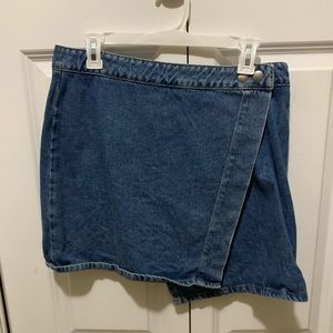 wrap denim skirt